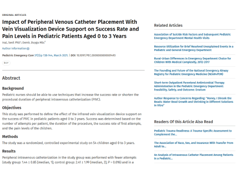 Vein Visualization in Pediatric Patients (0–3 Years)