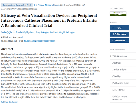 Effectiveness of Vein Finder in Pediatric Patients
